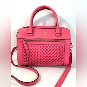 Kate Spade Perri Lane Delaney Bubbles Leather Satchel Crossbody in Peony Pink